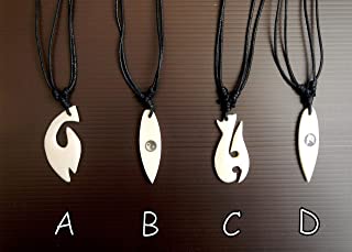 COLLAR CON COLGANTE MAORI DE HUESO TALLADO SURFERO SUPERVIVIENTE AMULETO CORDÓN AJUSTABLE SURF