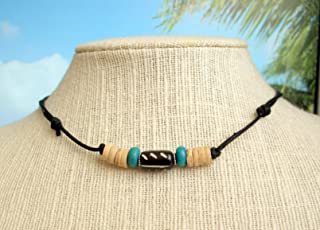 COLLAR AJUSTABLE MADERA DE COCO HUESO TALLADO DISEÑO MAORI