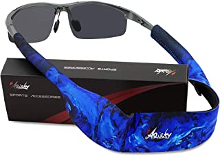 Sport - Banda flotante para gafas de sol y gafas de sol de neopreno para patillas medianas hasta grandes, unisex, color azul y negro, resistente al agua
