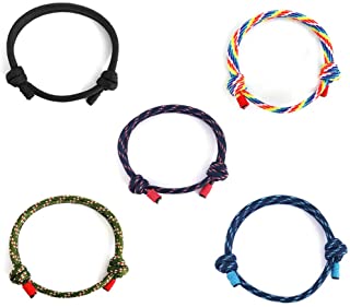 5PCS Pulsera Cuerda Trenzada Náutica Cuerda Marina Hombre Mujer Pareja Cordon Negra Tela Pulseras Surf Surfista Surferas Surfer Amistad Trenzadas Ajustables Cuerda Náuticas Marineras Hombre Brazalete
