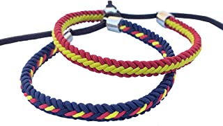 Pack de 2 Pulseras - Pulsera SURFERA de Cuero e Hilo Trenzada Colores Bandera ESPAÑA 2 Unidades