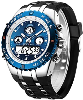 Reloj de Pulsera Deportivo para Hombre, Resistente al Agua, cronómetro, Fecha, Alarma, Luminoso, Digital, analógico, Militar, con Correa de Goma