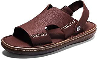 Watermelon Sandalias para Hombre Moda Zapatillas de Tobillo de Dos Piezas con Punta Abierta Zapatos de Cuero Casual de Color sólido (Color : Marrón, tamaño : 45 EU)
